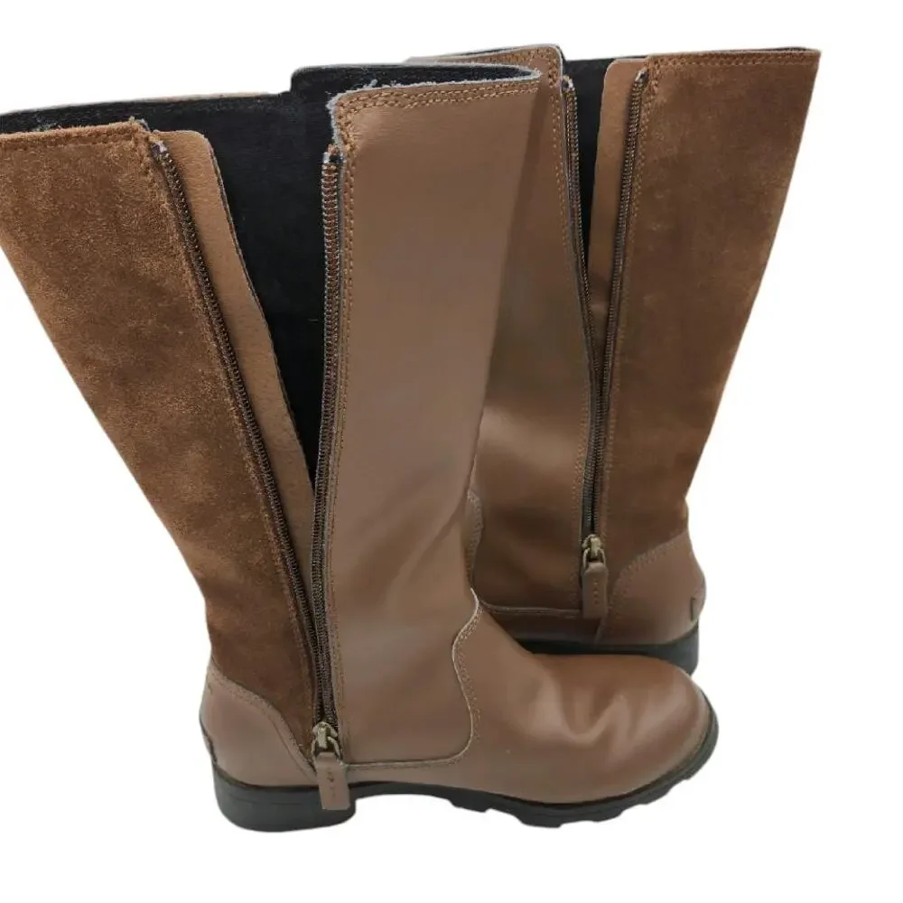 Sorel Youth Emelie Leather Suede‎ Tall Boots Size 5 Brown